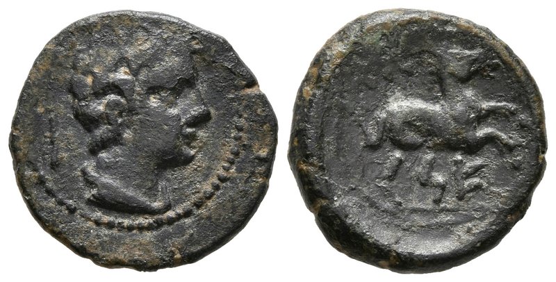 CESE. Cuadrante. 110-20 a.C. Tarragona. A/ Cabeza masculina a derecha, detrás cl...
