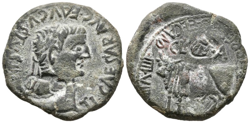 CLUNIA. As. Epoca de Tiberio. 14-36 a.C. Coruña del Conde (Burgos). A/ Cabeza de...