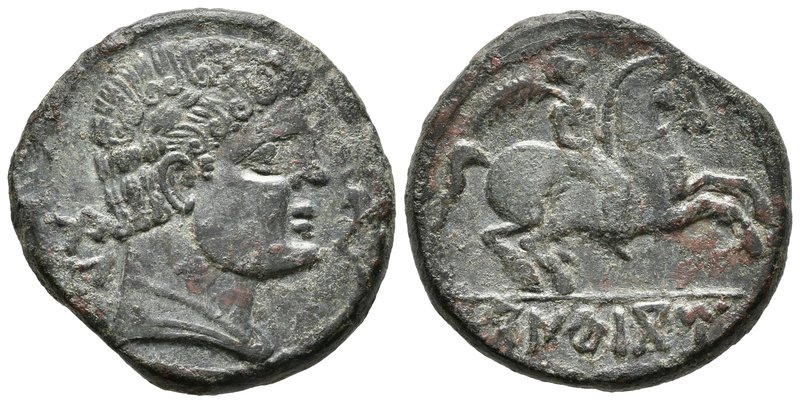 CONTEBACON BEL. As. 120-80 a.C. Botorrita (Zaragoza). A/ Cabeza masculina a dere...