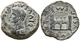 EMERITA AUGUSTA. As. Epoca de Tiberio 14-36 d.C. Mérida (Badajoz). A/ Cabeza laureada de Augusto a izquierda, leyenda externa DIVVS. AVGVSTVS. PATER. ...