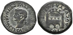 EMERITA AUGUSTA. As. Epoca de Tiberio 14-36 d.C. Mérida (Badajoz). A/ Cabeza laureada de Tiberio a izquierda, leyenda externa TI. CAESAR. AVGVSTVS. PO...