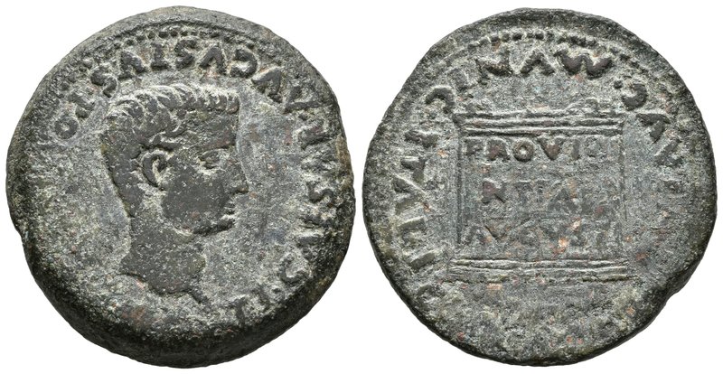 ITALICA. As. Epoca de Tiberio. 14-36 a.C. Santiponce (Sevilla) A/ Cabeza desnuda...