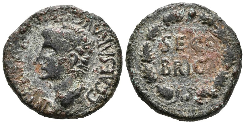 SEGOBRIGA. Semis. Epoca de Calígula. 37-41 a.C. Saelices (Cuenca). A/ Cabeza lau...