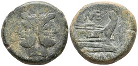 CAECILIUS METELLUS. As. 194-190 a.C. Roma. A/ Cabeza de Jano bifronte, encima I marca de valor. R/ Proa de nave a derecha, encima ME, delante marca de...