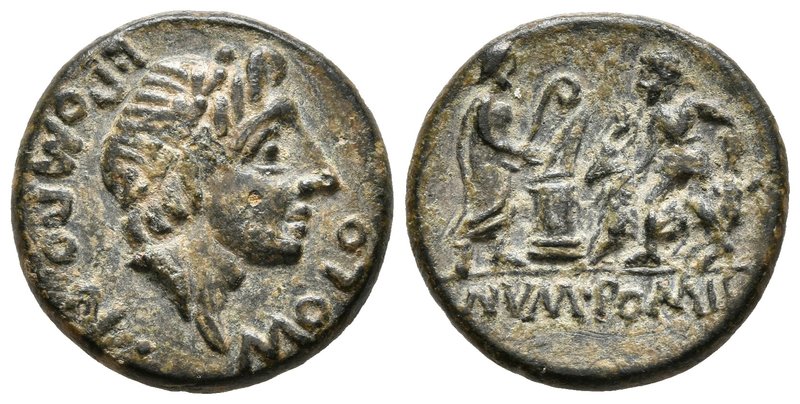L. POMPONIUS MOLO. Denario forrado. 97 a.C. Roma. A/ Cabeza laureada de Apolo a ...