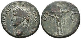 AGRIPPA. As. 37-41 a.C. Roma. A/ Cabeza laurada a izquierda. M AGRIPPA L F COS III. R/ Neptiuno estante a izquierda portando delfín y tridente. RIC 58...