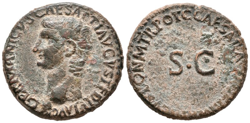 GERMANICO. As. 37-41 a.C. Roma. A/ Busto a izquierda. GERMANICVS CAESAR TI AVGVS...