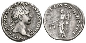 TRAJANO. Denario. 103-111 d.C. Roma. A/ Busto laureado a derecha con ligero drapeado sobre hombro izquierdo. IMP TRAIANO AVG GER DAC P M TR P COS V P ...