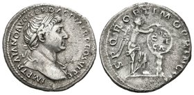TRAJANO. Denario. 103-111 d.C. Roma. A/ Busto laureado a derecha con ligero drapeado sobre el hombro izquierdo. IMP TRAIANO AVG GER DAC P M TR P. R/ V...