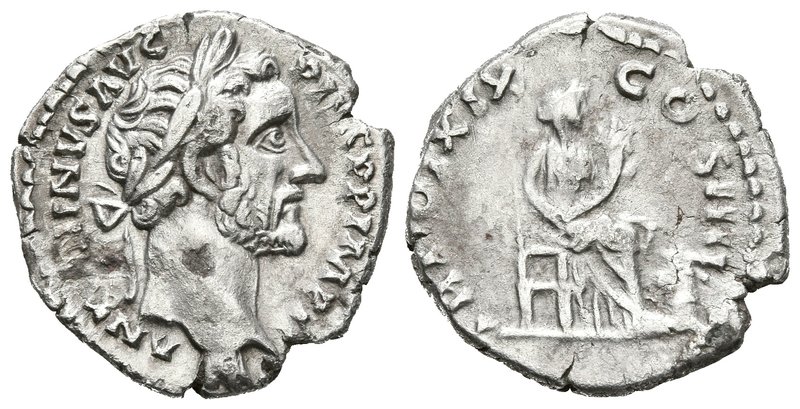 ANTONINO PIO. Denario. 155-156 d.C. Roma. A/ Cabeza laureda a derecha. ANTONINVS...