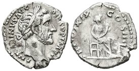 ANTONINO PIO. Denario. 155-156 d.C. Roma. A/ Cabeza laureda a derecha. ANTONINVS AVG PIVS P P IMP II. R/ Annona sedente a derecha sosteniendo cornucop...