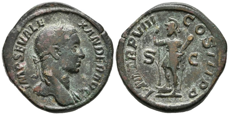 ALEJANDRO SEVERO. Sestercio. 222-235 d.C. Roma. A/ Busto laureado a derecha con ...
