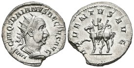 TRAJANO DECIO. Antoniniano. 249-251 d.C. Roma. A/ Busto radiado y drapeado con coraza a derecha. IMP C M Q TRAIANVS DECIVS AVG. R/ Emperador a caballo...