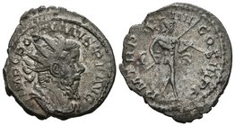 POSTUMO. Antoniniano. 260-269 d.C. Lyon. A/ Busto radiado con coraza a derecha. IMP C POSTVMVS P F AVG. R/ Marte avanzando a derecha portando lanza y ...