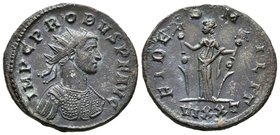 PROBO. Antoniniano. 276 d.C. Ticinum. A/ Busto radiado con coraza a derecha. IMP C M AVR PROBVS AVG. R/ Fides estante a izquierda portando un signum e...
