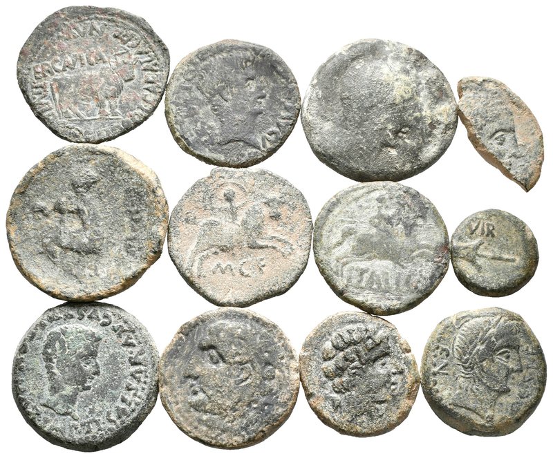 HISPANIA ANTIGUA. Lote compuesto por 12 bronces de las cecas: Bilbilis (Itálica)...