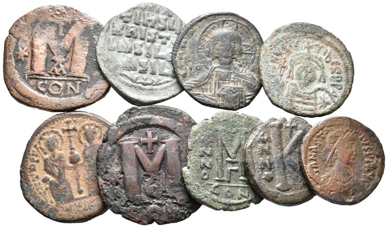 IMPERIO BIZANTINO. Lote compuesto por 9 follis de diferentes emperadores, todos ...