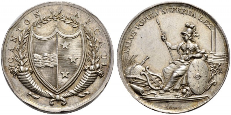 AARGAU 
 Kanton 
 Silbermedaille o. J. (um 1820). Verdienstmedaille. Stempel v...