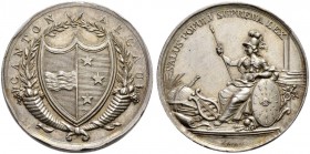 AARGAU 
 Kanton 
 Silbermedaille o. J. (um 1820). Verdienstmedaille. Stempel von A. Schenk. Wappen zwischen Füllhörnern. Rv. Minerva mit Lanze und S...