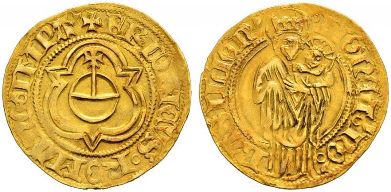 BASEL 
 Reichsmünzstätte 
 Goldgulden o. J. Friedrich III. als Kaiser. 3.36 g....