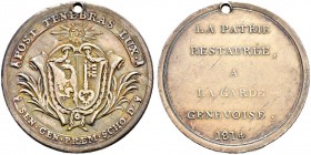 GENF / GENÈVE 
 Stadt 
 Silbermedaille 1814. Verdienstmedaille für die Garde Genevoise. Stadtwappen in einem Kranz aus Palmzweigen. Rv. Inschrift mi...