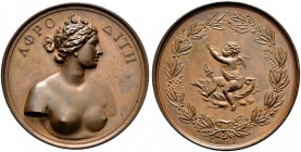 GENF / GENÈVE 
 Stadt 
 Bronzemedaille o. J. (1822). Prämierter Wettbewerbsbeitrag für den Concours de Gravure en médaille. Brustbild der Venus von ...