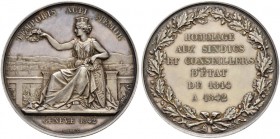 GENF / GENÈVE 
 Stadt 
 Silbermedaille 1842. Auf die Stadt- und Regierungsräte der Stadt Genf in den Jahren 1814-1842. Stempel von A. Bovy. Sitzende...