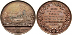 GLARUS 
 Bronzemedaille 1861. Auf den grossen Brand von Glarus. Stempel von J. Silber. 76.27 g. Schweizer Medaillen 1008. Kratzer / Scratches. Vorzüg...
