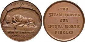 LUZERN 
 Bronzemedaille o. J. (1822). Medaille auf die Errichtung des Löwendenkmals in Luzern von 1822, in Erinnerung an die gefallenen Schweizer bei...