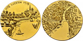 LUZERN 
 Goldmedaille 1978. Auf die 800-Jahrfeier der Stadt Luzern. 49.55 g. Prachtvolle Erhaltung / Magnificent condition. Polierte Platte / Proof.