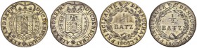 NEUENBURG / NEUCHÂTEL 
 Alexandre Berthier, Prince de Neuchâtel, 1806-1814. 
 Lot. Halbbatzen 1808 & 1809. Lot von zwei Exem­plaren. D.T. 256b&c. HM...