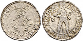 SOLOTHURN 
 Taler o. J. (um 1550-1570). Grosses Solothurner Wappen unter Doppeladler zwischen S O. Rv. Der gehar­nischte Ursus von vorn mit Langschwe...