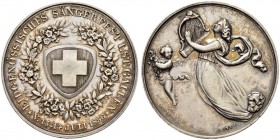 ST. GALLEN 
 Stadt 
 Silbermedaille 1856. Eidgenössisches Sängerfest in St. Gallen. Stempel von C. Ott. Schweizer Wappen im Blumenkranz. Rv. Schwebe...