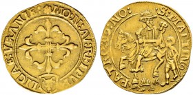 URI 
 Pistole o. J. (1635). Lilienkreuz über kleinem Wappen. Rv. Der heilige Martin zu Pferd. 6.40 g. D.T. 1192. HMZ 2-982b. Fr. 398. Selten / Rare. ...
