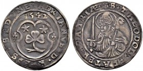 WALLIS / VALAIS 
 Sitten, Bistum 
 Adrian I. von Riedmatten, 1529-1548. 
 Halbdicken o. J. (1529-1548). 4.62 g. Palézieux 111. HMZ 2-1033b. Sehr se...