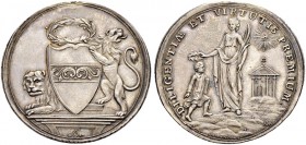 ZUG 
 Schulprämie in Silber o. J. Stempel von J. C. Brupacher. 18.17 g. Schweizer Medaillen 1019. Entfernter Tragehenkel / Removed loop. Vorzüglich /...