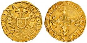 ZÜRICH 
 Stadt 
 Halbe Goldkrone o. J. (um 1560). Doppeladler mit dem Zürcher Wappenschild auf der Brust. Oben keine Krone. Rv. Lilienkreuz mit Verz...