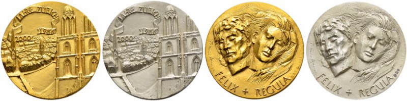 ZÜRICH 
 Stadt 
 Gold- und Silbermedaille 1986. 2000 Jahre Stadt Zürich. Medai...