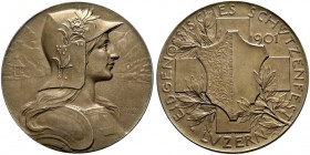 Schützentaler, Schützenmedaillen & Schützenvaria 
 Luzern 
 Silbermedaille 1901. 35.18 g. Richter 879b. In einem Etui / In a box. FDC / Uncirculated...