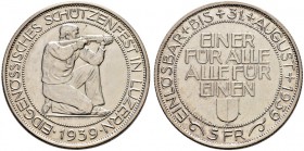 Schützentaler, Schützenmedaillen & Schützenvaria 
 Luzern 
 5 Franken 1939. Eidgenössisches Schützenfest in Luzern. 19.49 g. Richter 909a. HMZ 2-134...