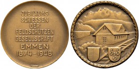Schützentaler, Schützenmedaillen & Schützenvaria 
 Luzern 
 Bronzemedaille 1948. Feldschützengesellschaft, Jubiläumsschiessen in Emmen. 21.34 g. Ric...