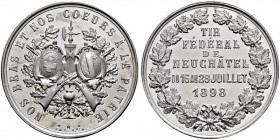 Schützentaler, Schützenmedaillen & Schützenvaria 
 Neuenburg / Neuchâtel 
 Aluminiummedaille 1898. Neuchâtel. Tir fédéral. 6.47 g. Richter (Schützen...