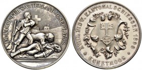 Schützentaler, Schützenmedaillen & Schützenvaria 
 Nidwalden 
 Silbermedaille 1898. Ennetmoos. XVIII. Nidwaldner Kantonalschiessen. 39.19 g. Richter...