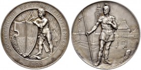 Schützentaler, Schützenmedaillen & Schützenvaria 
 Solothurn 
 Silbermedaille 1895. Solothurn. Kantonalschützenfest. 38.99 g. Richter (Schützenmedai...