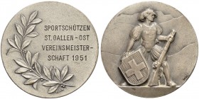Schützentaler, Schützenmedaillen & Schützenvaria 
 St. Gallen 
 Versilberte Bronzemedaille 1951. Sportschützen St. Gallen-Ost, Vereinsmeisterschaft....