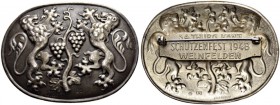 Schützentaler, Schützenmedaillen & Schützenvaria 
 Thurgau 
 Silberplakette 1948. Weinfelden. 54. Thurgauer Kantonalschützenfest. 21.78 g. Richter (...