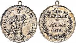 Schützentaler, Schützenmedaillen & Schützenvaria 
 Tessin / Ticino 
 Silbermedaille 1862. Lugano. Tiro cantonale. 9.80 g. Richter (Schützenmedaillen...