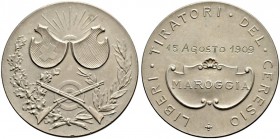 Schützentaler, Schützenmedaillen & Schützenvaria 
 Tessin / Ticino 
 Silbermedaille 1909. Maroggia. Tiratori del Ceresio. 34.64 g. Richter (Schützen...