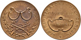 Schützentaler, Schützenmedaillen & Schützenvaria 
 Tessin / Ticino 
 Bronzemedaille 1909. Maroggia. Tiratori del Ceresio. 33.88 g. Richter (Schützen...