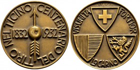 Schützentaler, Schützenmedaillen & Schützenvaria 
 Tessin / Ticino 
 Bronzemedaille 1932. Centenario del tiro nel Ticino 1832-1932, Locarno. 96.62 g...
